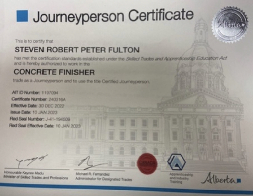 Journeyperson Concrete Finisher