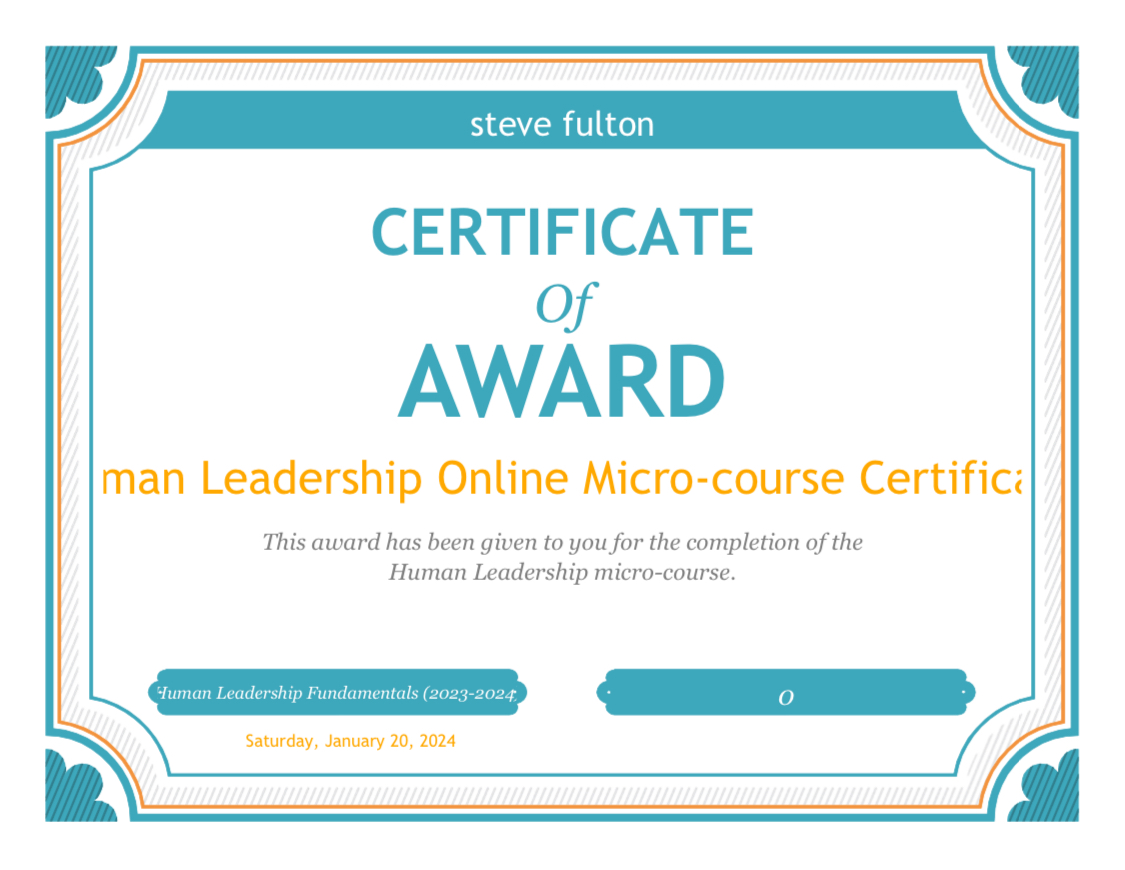 Human Leadership Certification